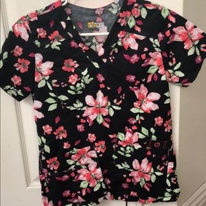 Floral Wonderwink Flex Scrub Top